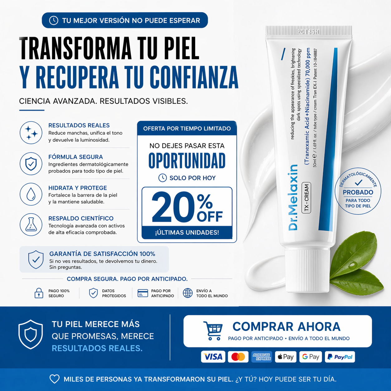 DR. Melaxin TX Ácido Tranexámico CREMA | Crema para pecas en la piel