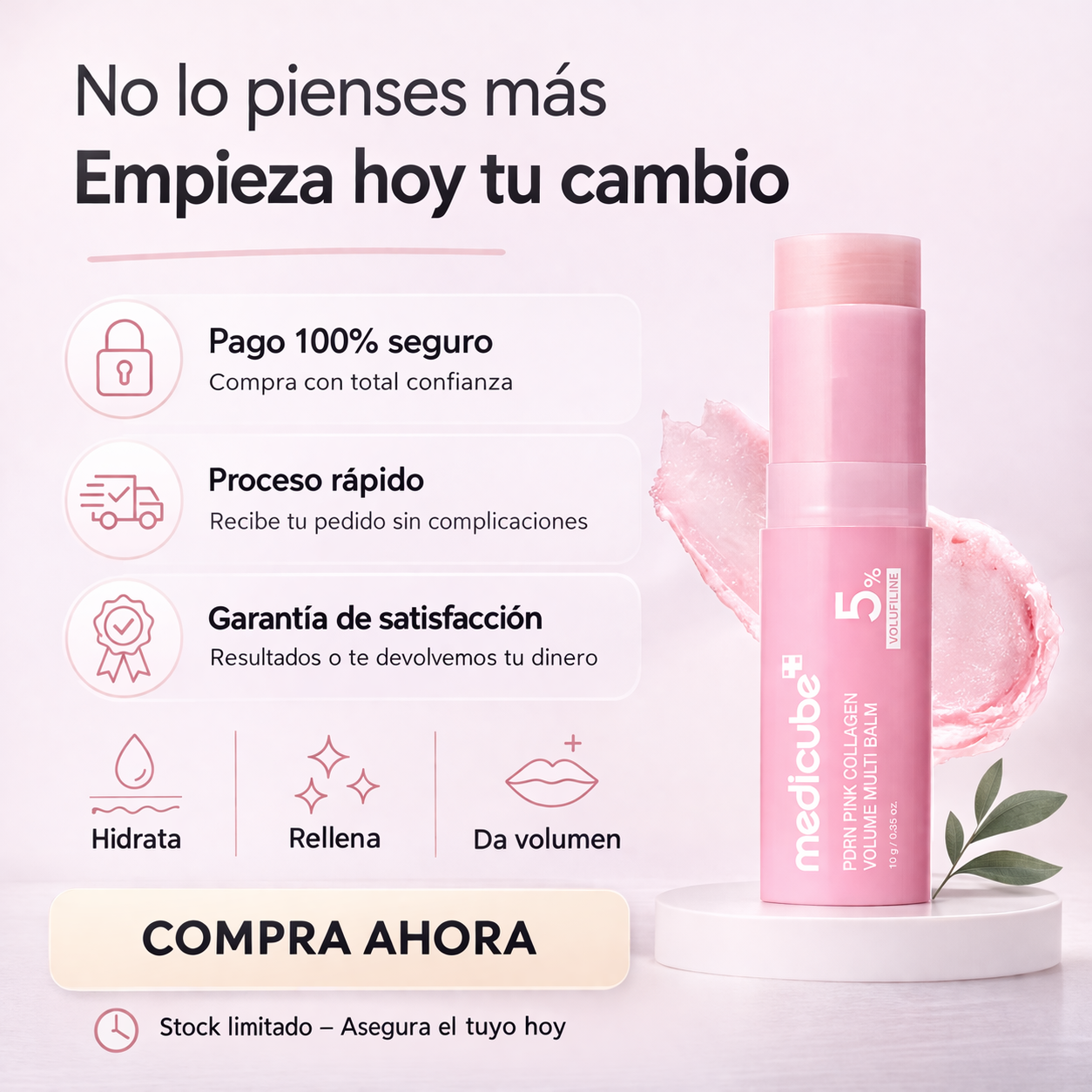 Medicube PDRN Bálsamo Multi Volumen Colágeno Rosa - Solución Antienvejecimiento Todo en Uno