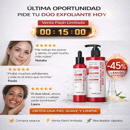 Set de suero exfoliante con extracto de arroz